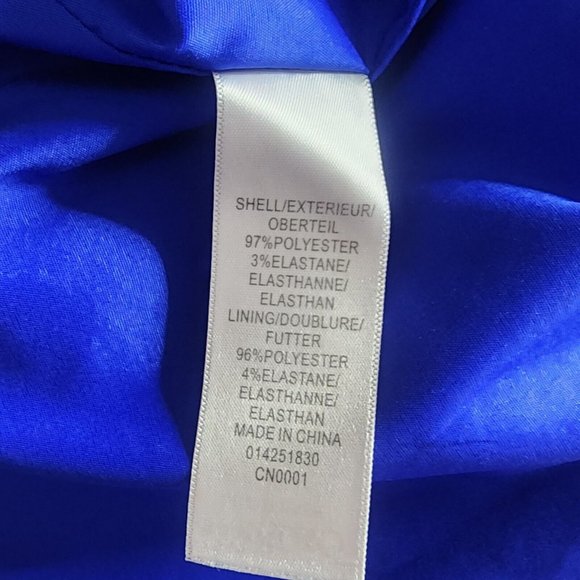 Adrianna Papell Blue Sheath Dress Side Pleats Draped Neckline Short Sleeves - Picture 5 of 6